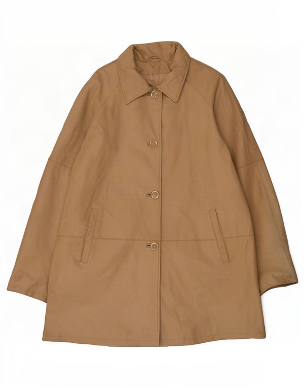 Vintage læderfrakke til kvinder EU 50 3XL Beige Classic