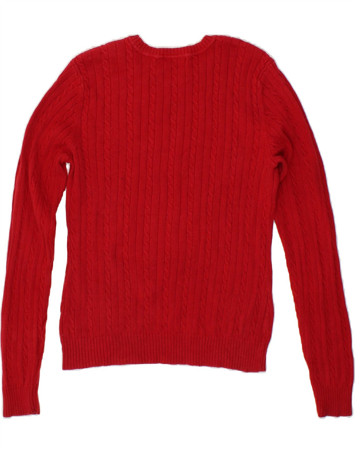 IZOD Womens Crew Neck Jumper Sweater UK 12 Medium Red Cotton Vintage Izod and Second-Hand Izod from Messina Hembry 