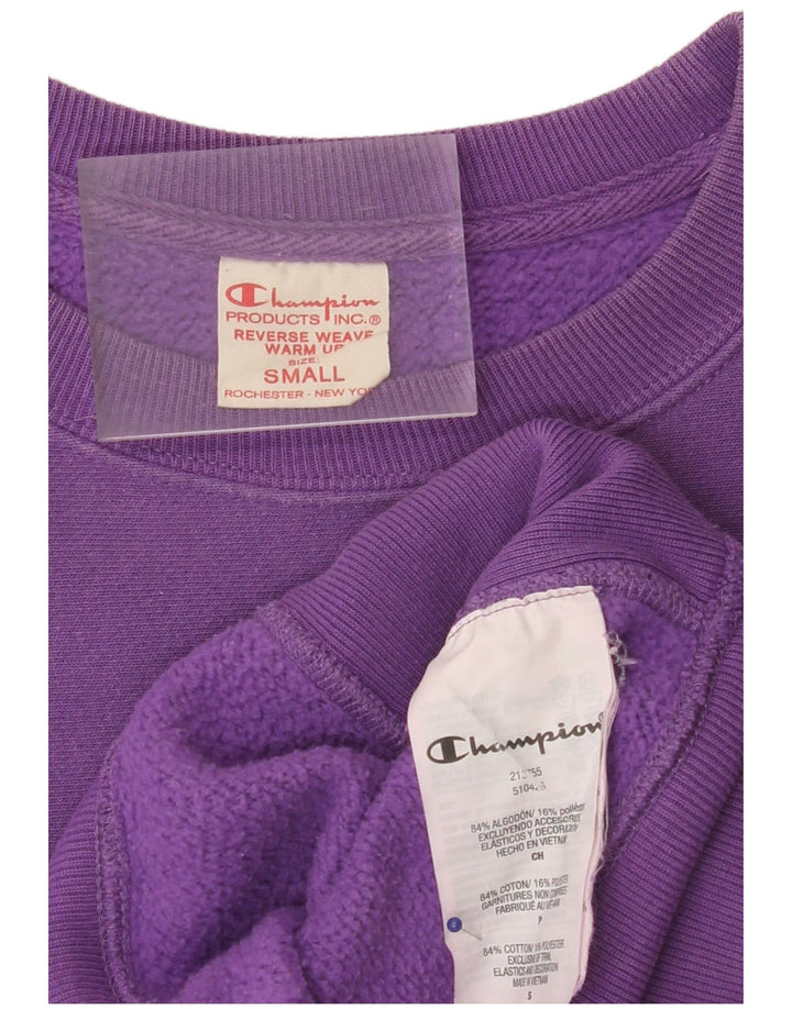 CHAMPION Mens Reverse Weave Graphic Sweatshirt Jumper Small Purple Cotton