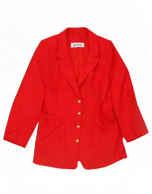 Jaqueta blazer vintage feminina com 4 botões Reino Unido 14 vermelho médio