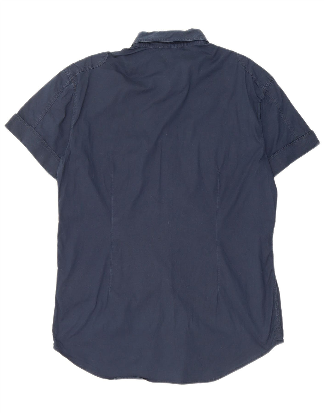 Gaudi Womens Short Sleeve Shirt Large Navy Blue Cotton