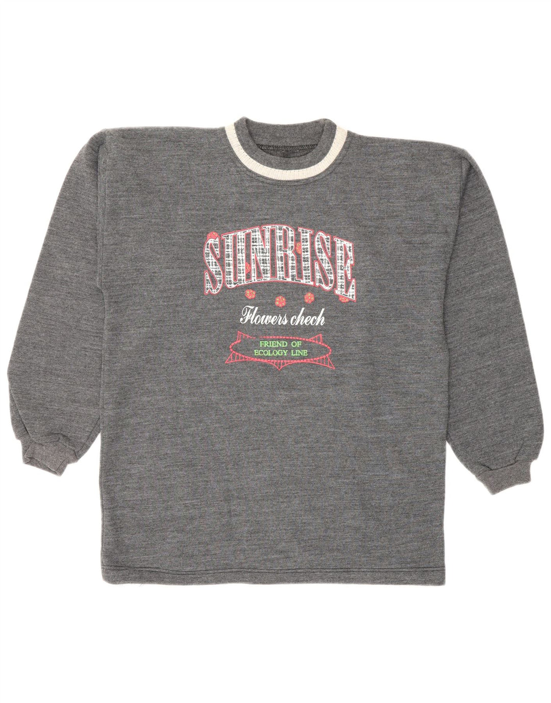 Vintage Dame grafisk Sweatshirt Jumper UK 12 Medium Grey