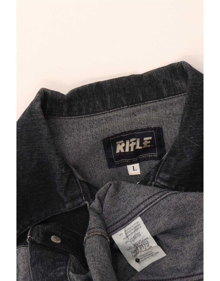 Rifle Womens Denim Jacket UK 14 Large Navy Blue Cotton