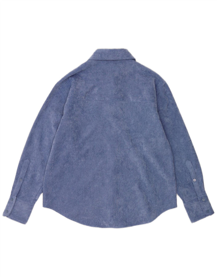 Zara Damen Cordhemd UK 14 Mittelblaues Polyester