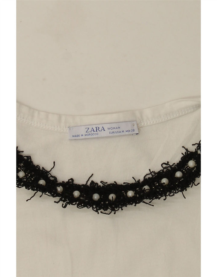 T-shirt Zara da donna Top UK 12 bianca media
