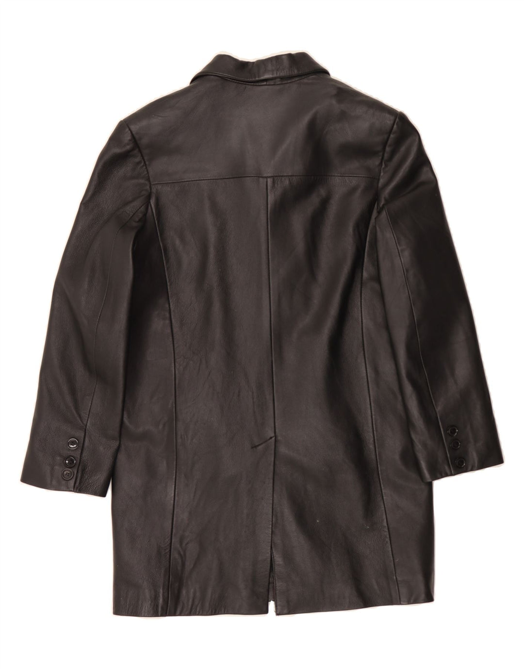 TEODEM Womens Leather Coat UK 12 Medium Black Leather Vintage Teodem and Second-Hand Teodem from Messina Hembry 
