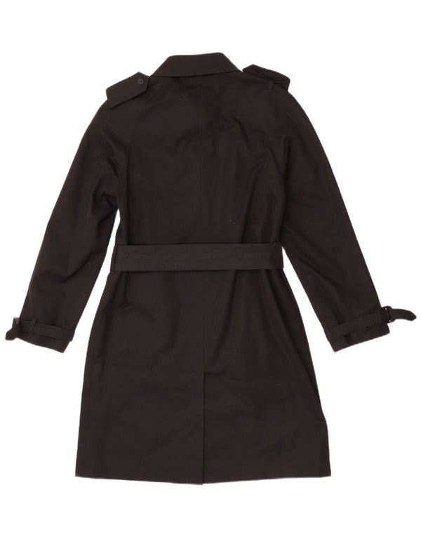 Aquascutum Womens Trench Coat UK 6 XS Black Cotton