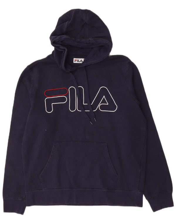 Fila Mens Graphic Hoodie Jumper XL Navy Blue Cotton