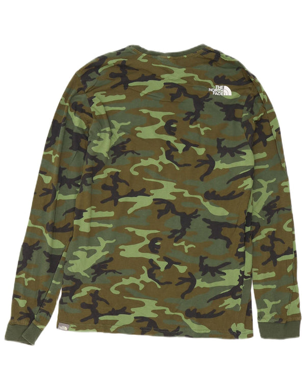 The North Face Mens Top Long Sleeve Small Green Camouflage Cotton