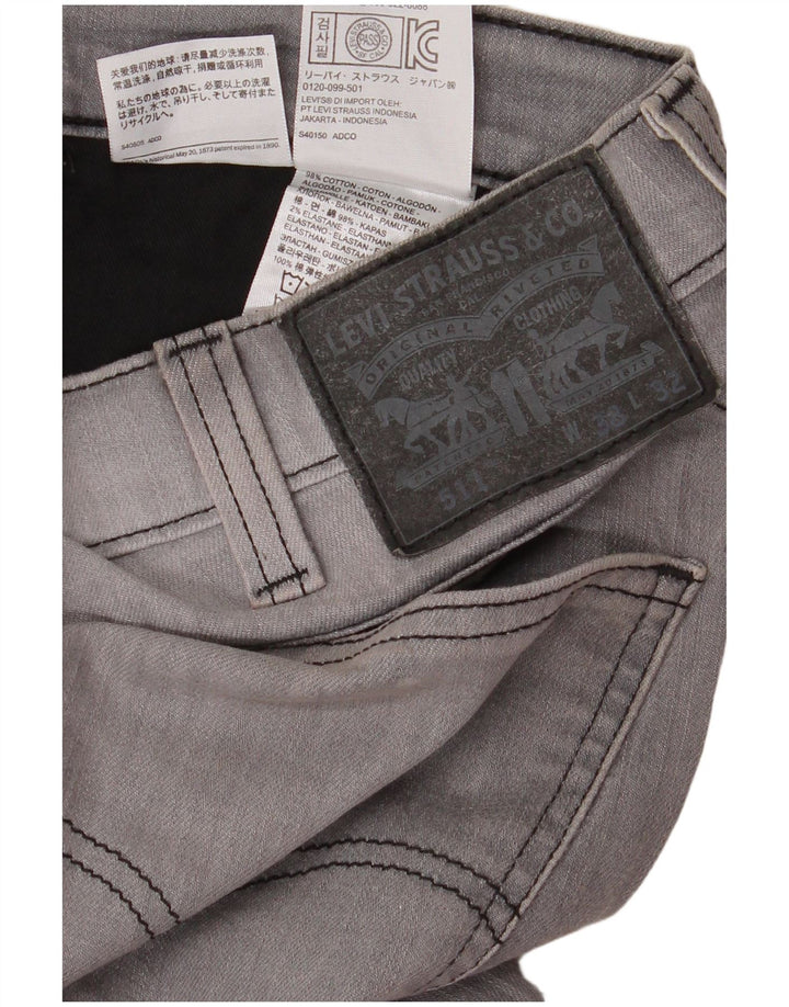 Levi's Mens 511 Slim Jeans W38 L32 Grey Cotton