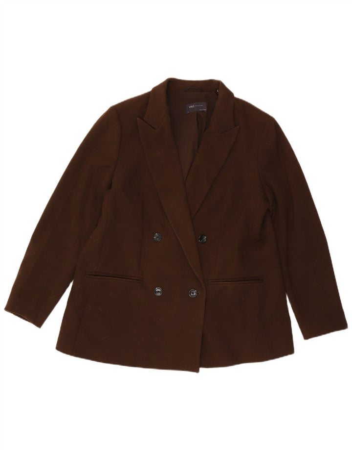 Marks & Spencer Dame Dobbeltradet Blazer Jacket UK 16 Stor Brun
