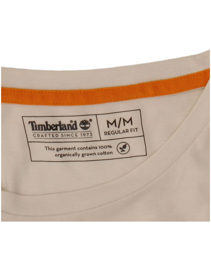 Timberland Mens Graphic T-Shirt Top Medium White Cotton