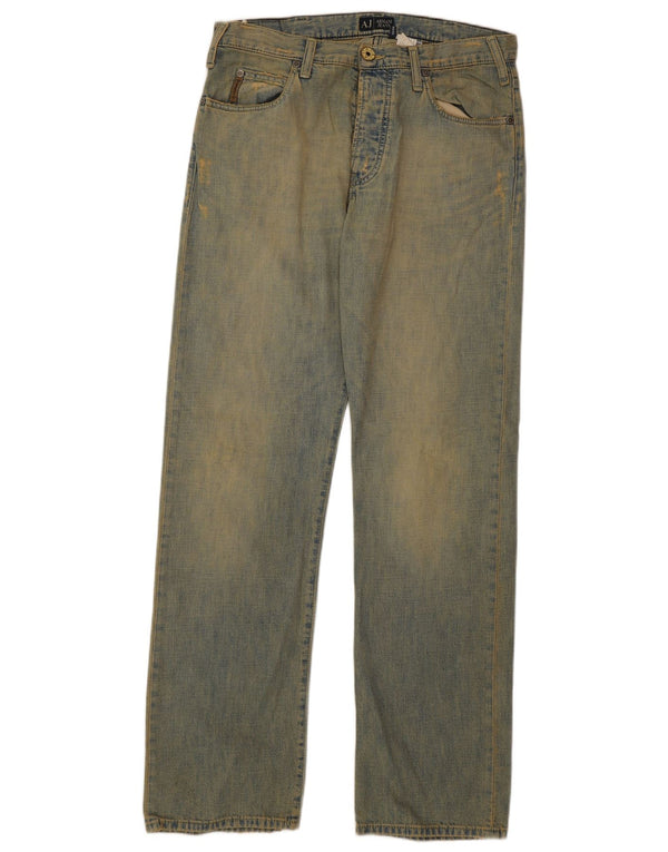 Armani Jeans dritti effetto vissuto da uomo W32 L32 in cotone blu