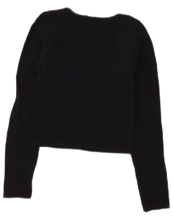Женский укороченный топ Zara с длинным рукавом UK 4 XS, черный полиамид