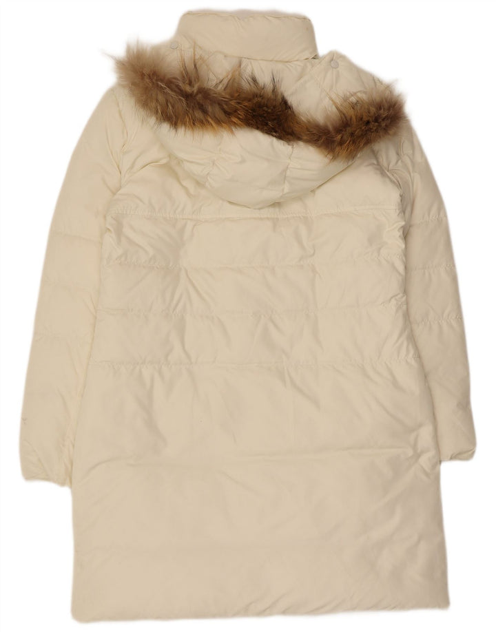 Diadora Womens Hooded Padded Coat UK 14 Medium Off White Polyester