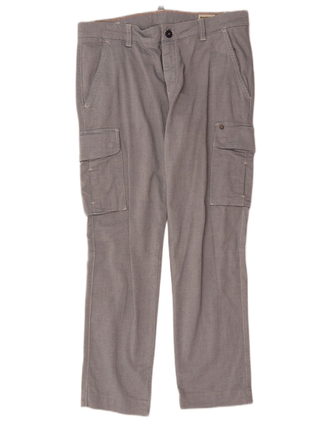 Mason's Mens Straight Cargo Trousers IT 48 Medium W34 L28 Blue Cotton