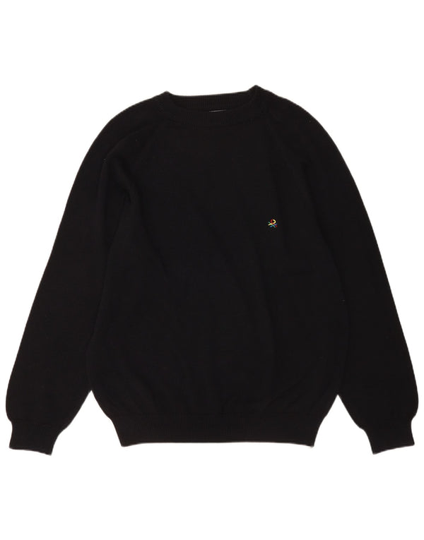 Benetton Mens Crew Neck Jumper Sweater Large Black Cotton
