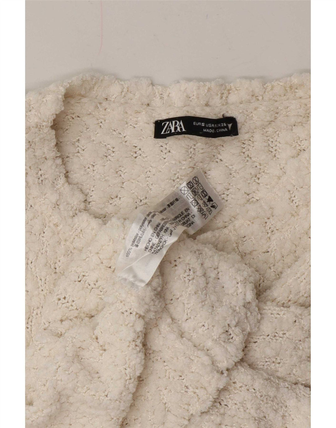 Женский свободный джемпер с круглым вырезом Zara UK 10, маленький белый полиэстер