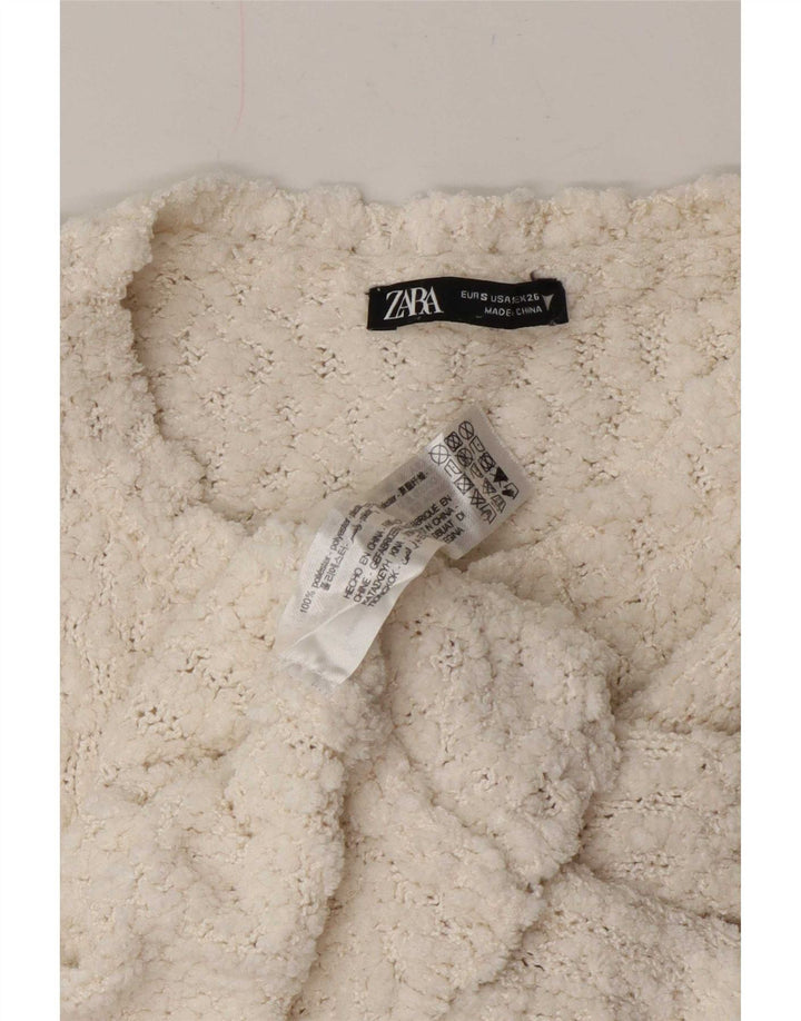 Женский свободный джемпер с круглым вырезом Zara UK 10, маленький белый полиэстер