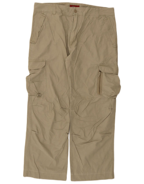 Zara Mens Straight Cargo Trousers EU 48 XL W38 L30 Beige Cotton