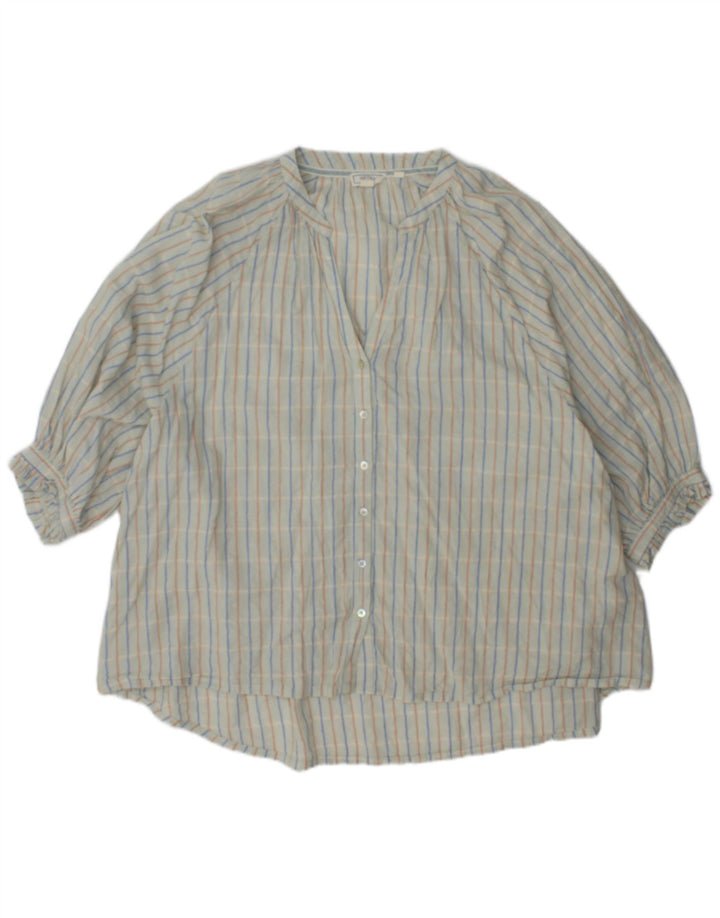 Fat Face Dame 3/4-ærmet Oversized skjortebluse UK 16 Stor blå ternet
