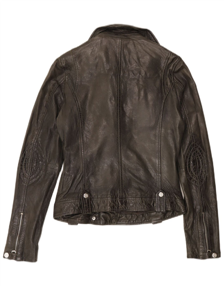 Gipsy Womens Læder Biker Jacket UK 6 XS Sort