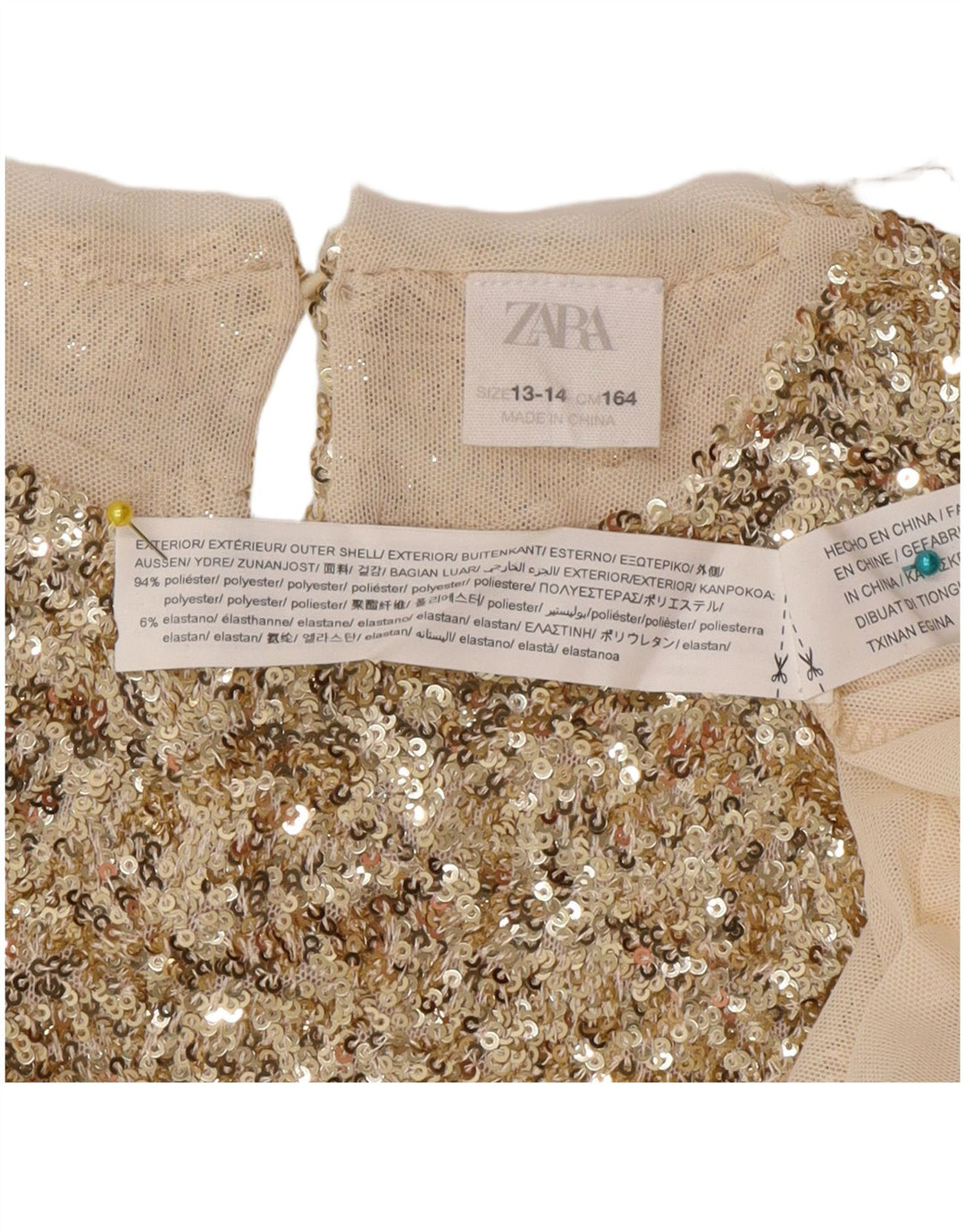 Top Blusa Bambina Zara 13-14 Anni Poliestere Oro