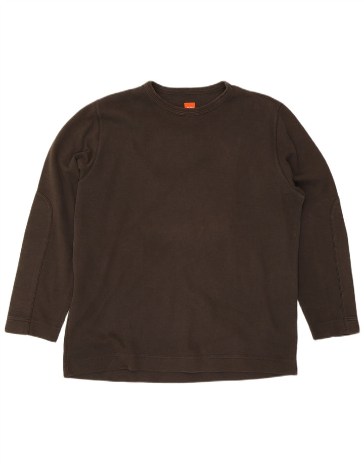 Hugo Boss Mens Top Long Sleeve 2XL Khaki Cotton