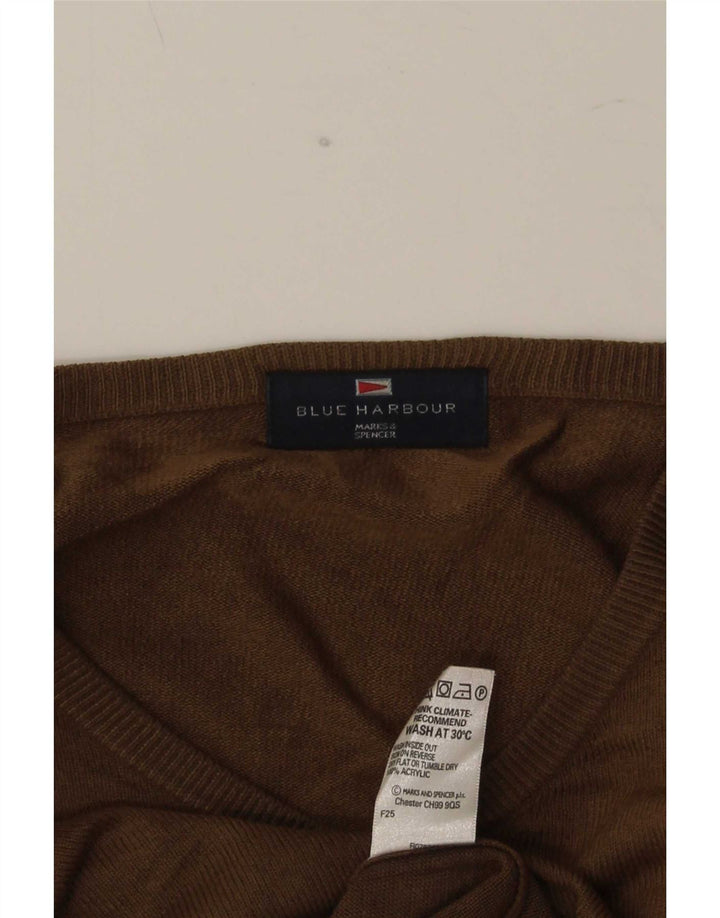 Мужской джемпер с v-образным вырезом Marks & Spencer Blue Harbour, средний бежевый
