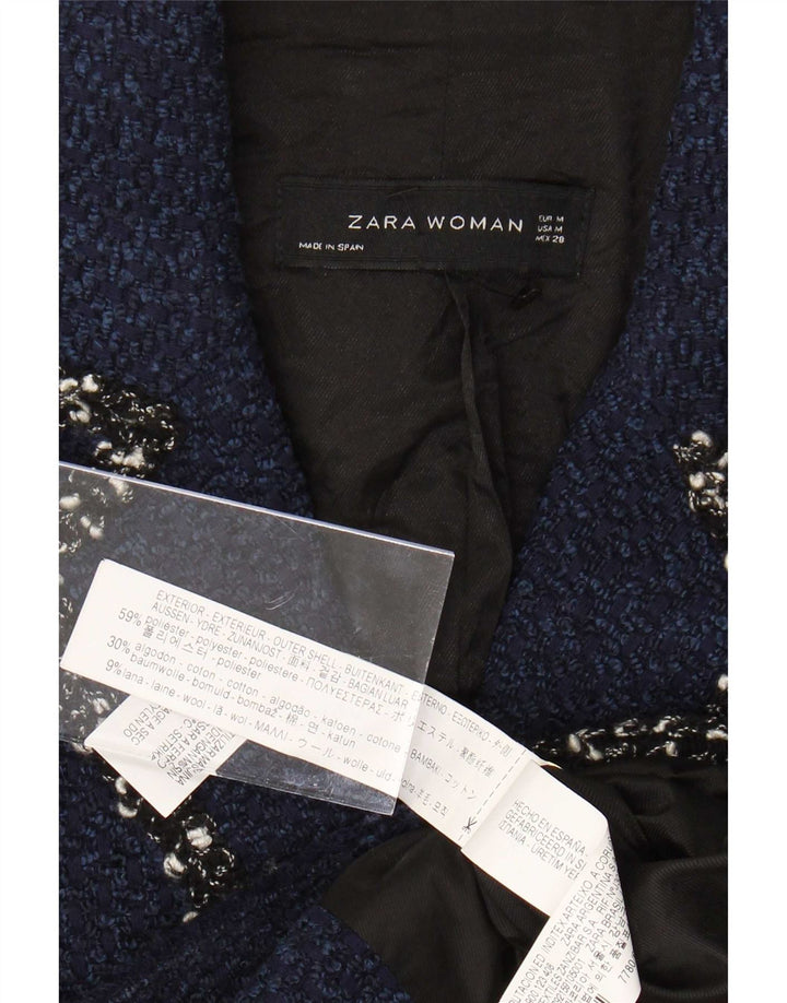 Zara Chaqueta Blazer con 4 Botones y Manga 3/4 para Mujer UK 40 Azul Marino Mediano