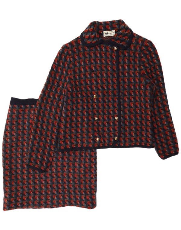 Vintage γυναικεία πλεκτή 2 τεμάχια σετ UK 14 Medium W28 Red Houndstooth