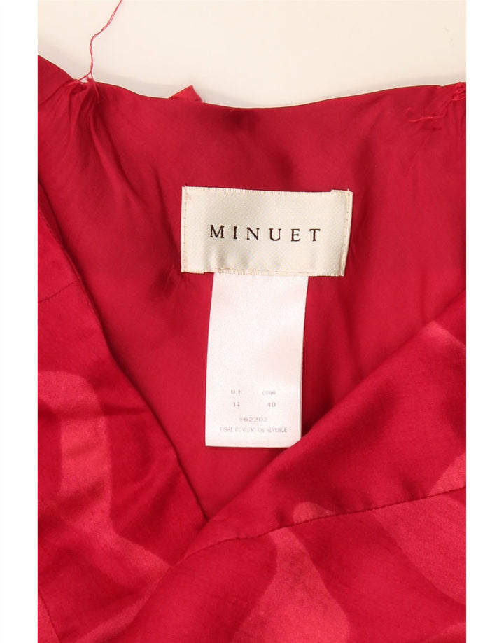 MINUET Womens Abstract Pattern Flared Skirt UK 14 Medium W32  Red Viscose Vintage Minuet and Second-Hand Minuet from Messina Hembry 