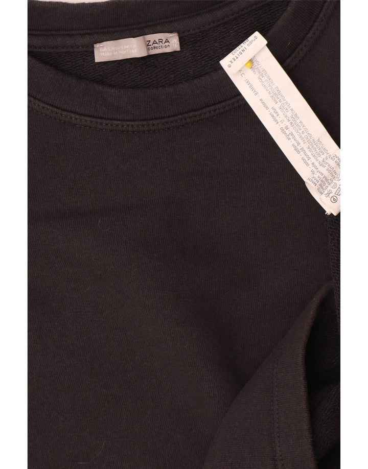 Zara Mens Sweatshirt Jumper Small Black Cotton