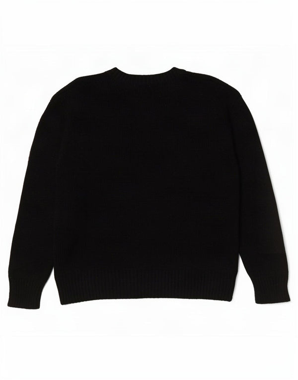 Zara Pull surdimensionné à col rond pour femme UK 16 Large Noir Polyester