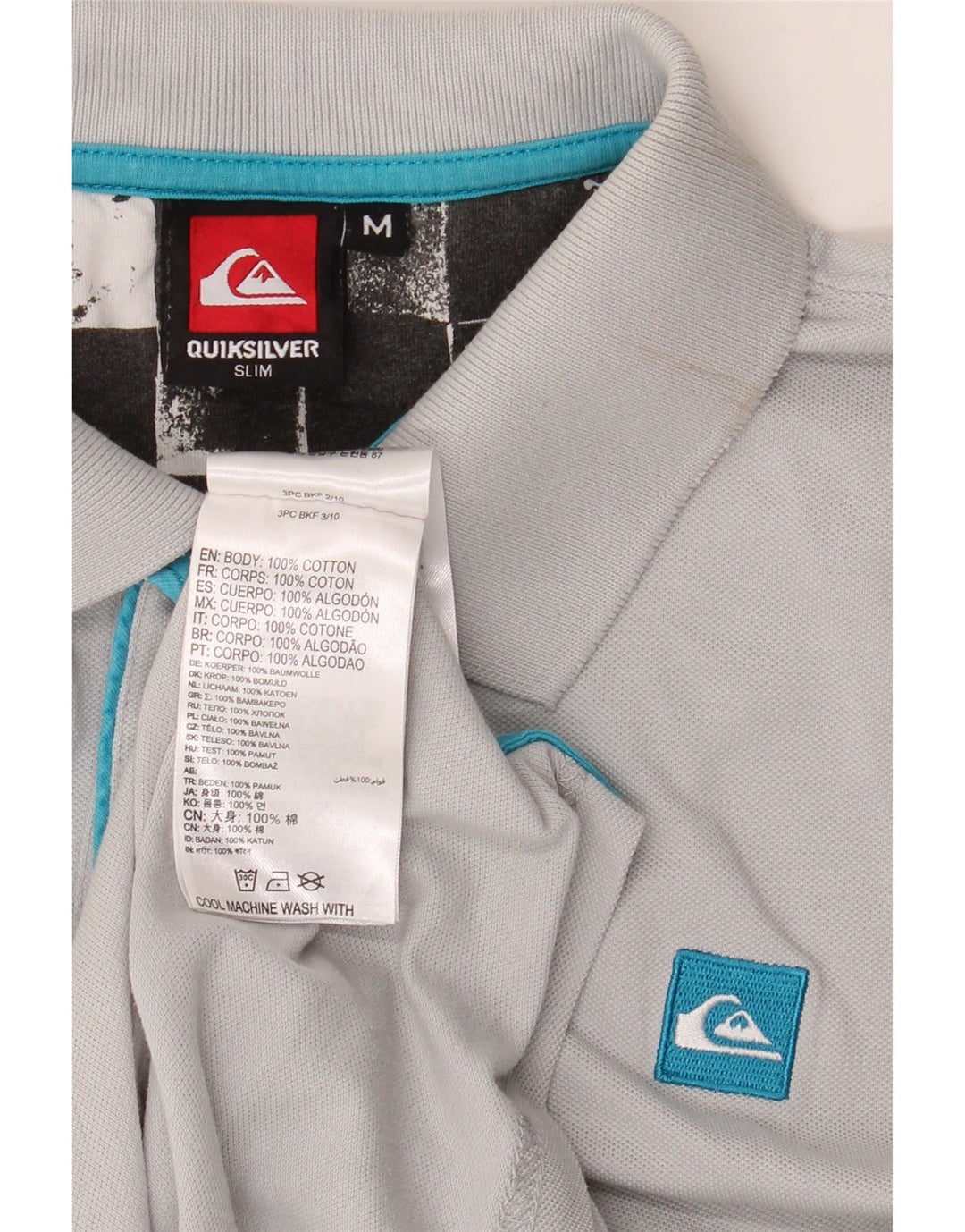 Quiksilver Mens Slim Fit Polo Shirt Medium Grey Cotton