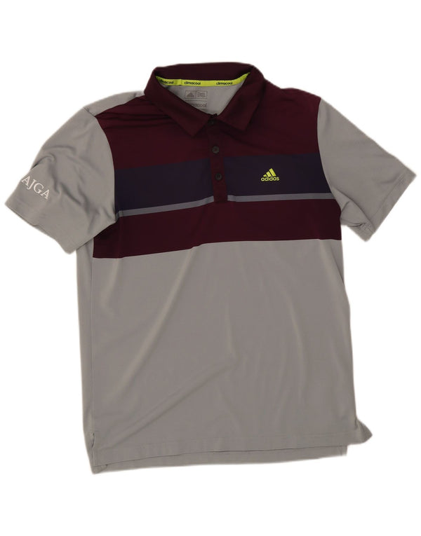 Adidas Mens Climacool Polo Shirt Small Grey Colourblock Polyester