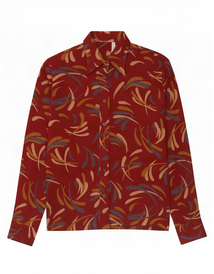 Camisa vintage con patrón abstracto para mujer IT 48 XL Acrílico rojo