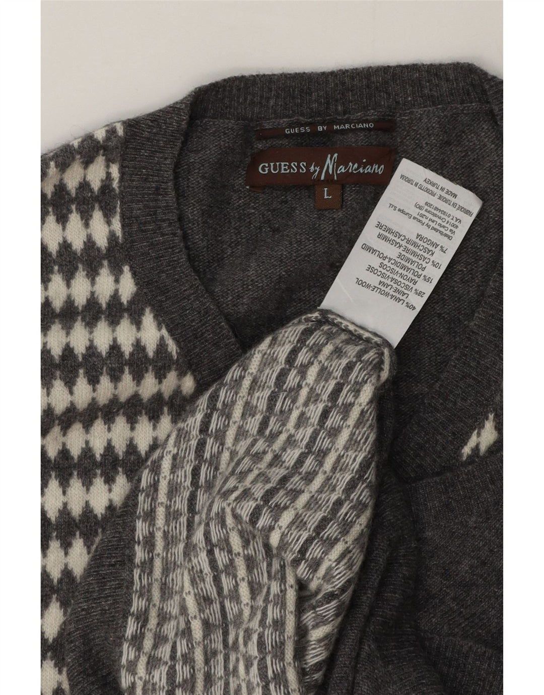 Guess By Marciano Mens Vest Tank Top Large Grey Geometric Wool