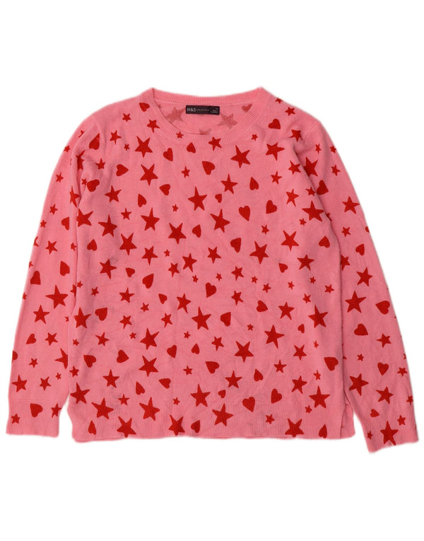 Marks & Spencer Dame Boat Neck Jumper Sweater UK 14 Large Pink Heart