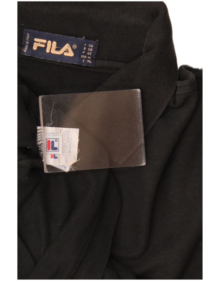 Fila Mens Long Sleeve Polo Shirt IT 50 Medium Black Cotton