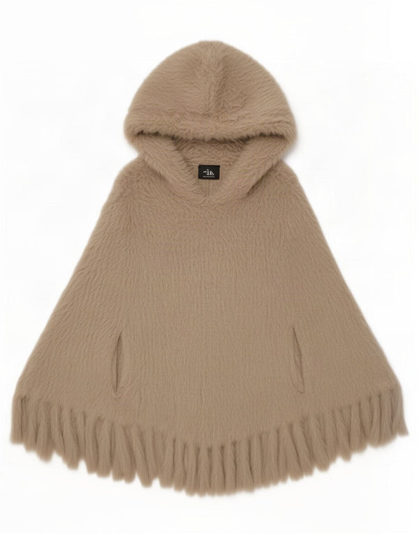 Elisabetta Franchi Γυναικεία κουκούλα από ψεύτικη γούνα Poncho Jumper IT 42 Medium Beige