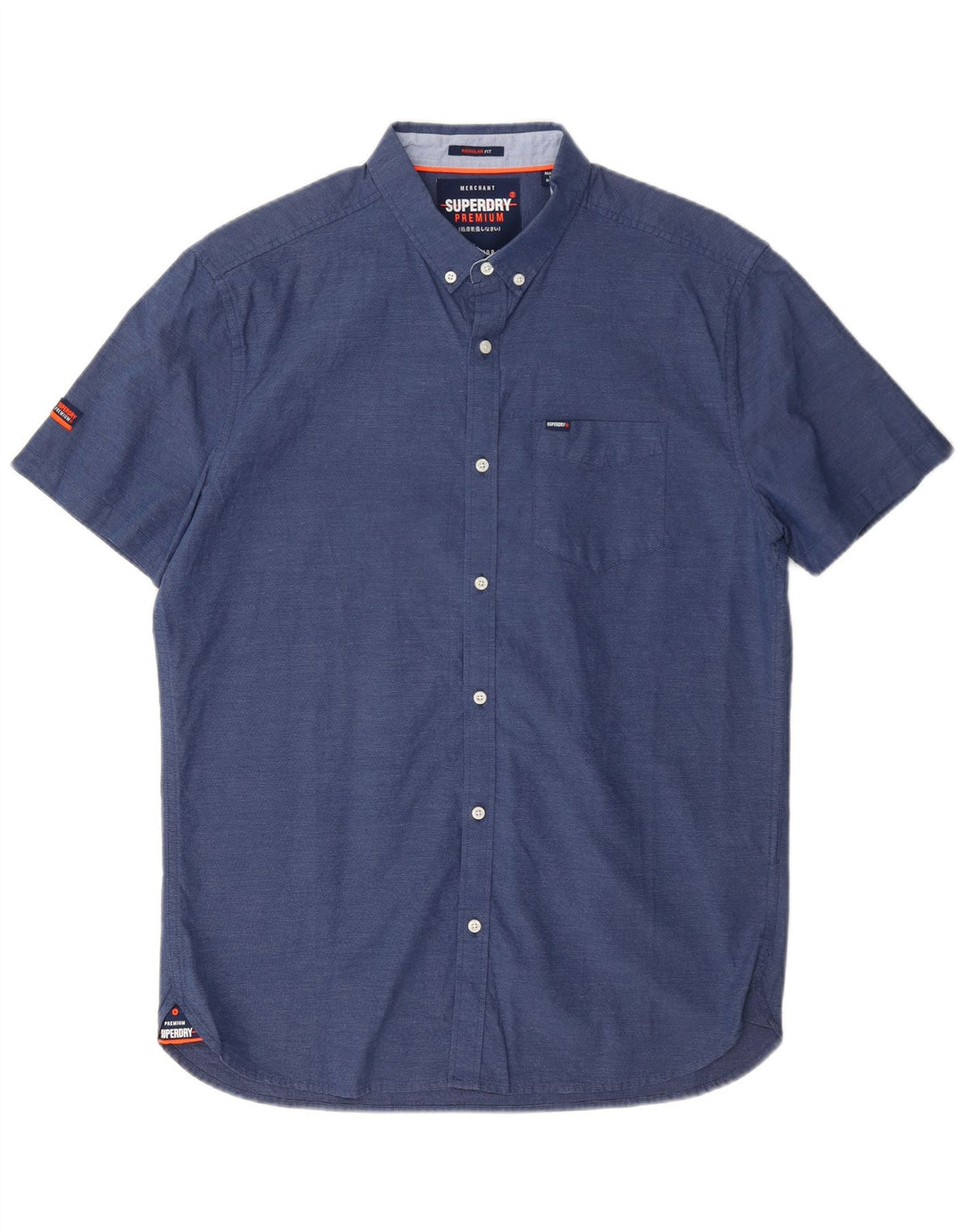 Camisa masculina Superdry manga curta regular fit médio algodão azul marinho