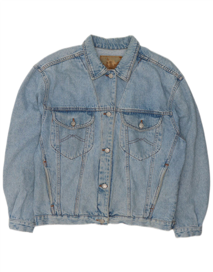 VINTAGE Womens Oversized Denim Jacket UK 16 Large Blue Cotton