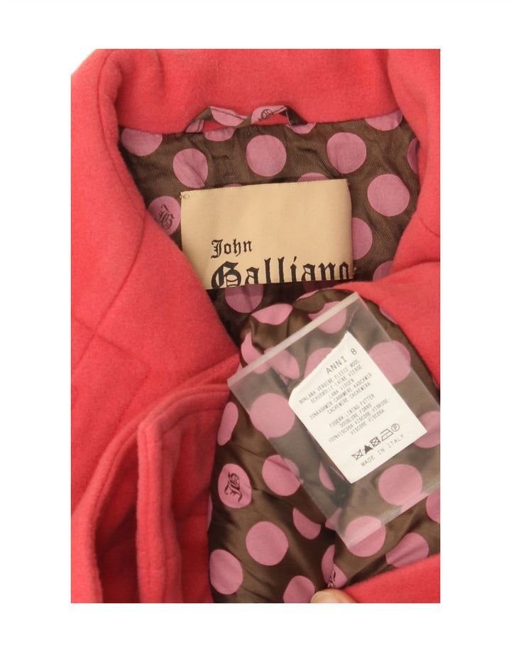 VINTAGE Girls Double Breasted Blazer Jacket 7-8 Years Pink Wool