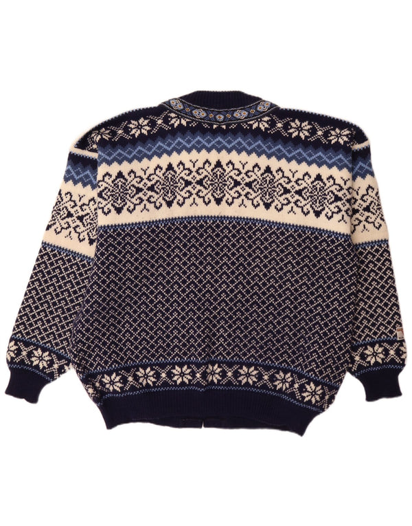 Pulover cardigan pentru bărbați Nordstrikk, cu croială obișnuită, XL, bleumarin, Fair Isle