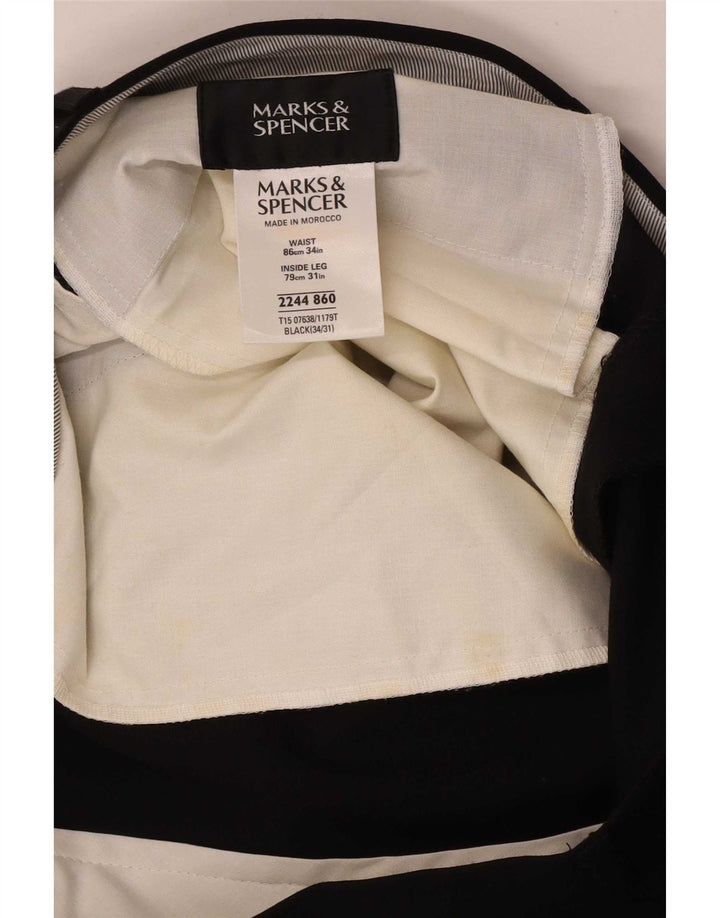 Marks & Spencer Męskie spodnie garniturowe W34 L31 Czarny poliester