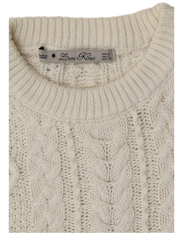 Zara Womens Boat Neck Jumper Sweater UK 10 Small White