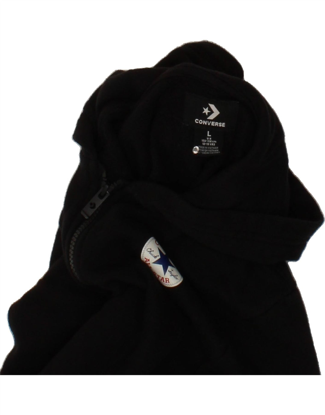 CONVERSE Boys Zip Hoodie Sweater 12-13 Years Large Black Cotton Vintage Converse and Second-Hand Converse from Messina Hembry 