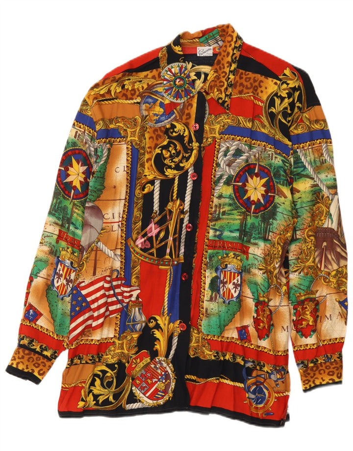 Primavera Firenze Womens Abstract Pattern Shirt Blouse US 3 Small Multicolo