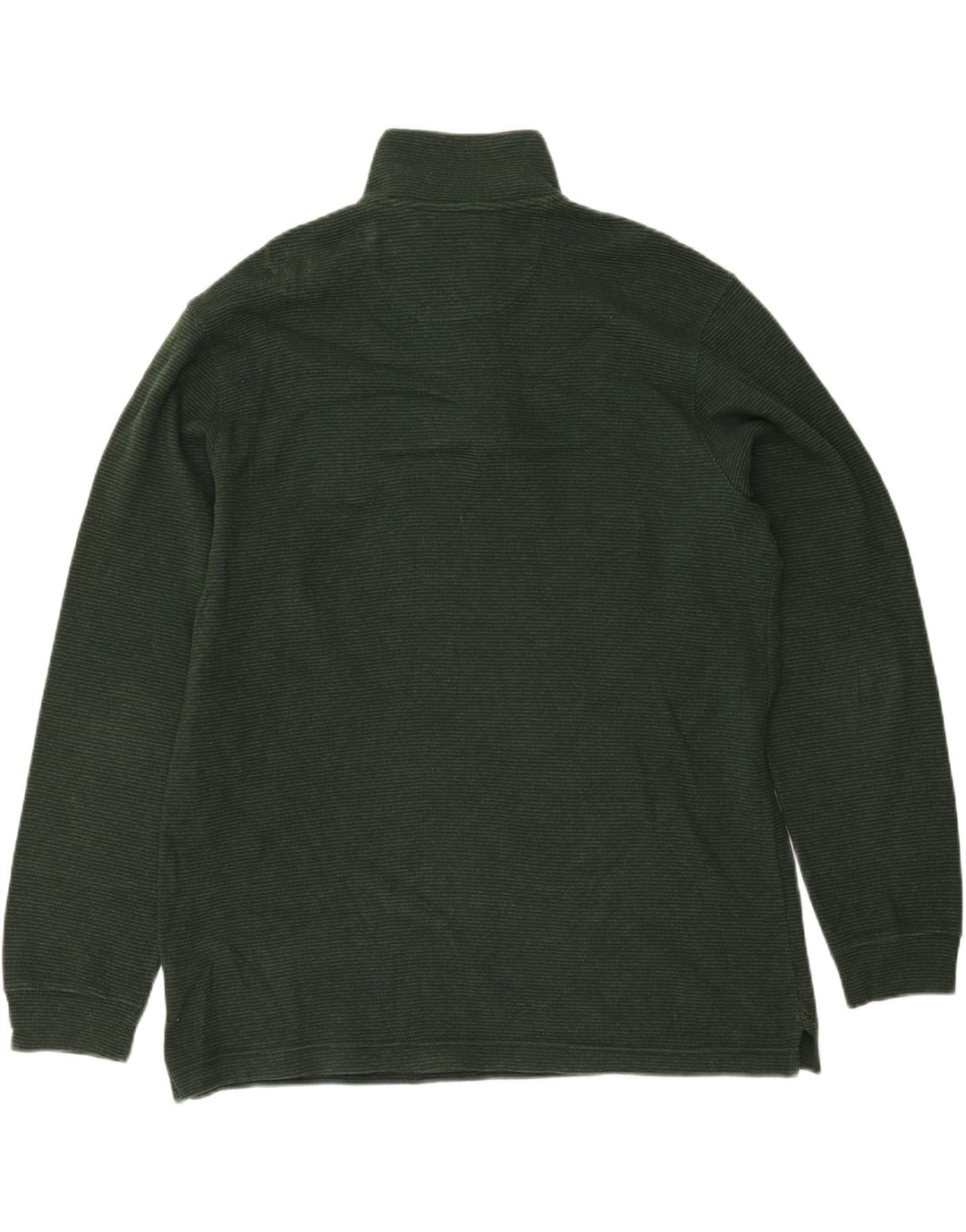 CHAPS Mens Zip Neck Sweatshirt Jumper Medium Green Pinstripe Cotton Vintage Chaps and Second-Hand Chaps from Messina Hembry 